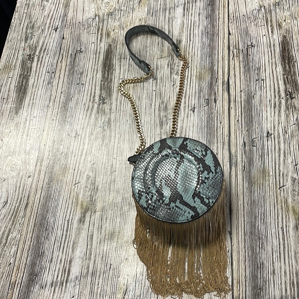 Zara Blue And Gold Python Bag - image 1